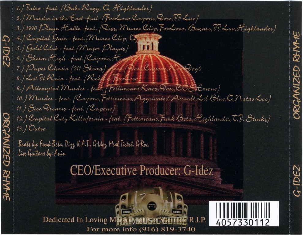 洋楽 G-IDEZ ORGANIZED RHYME 洋楽 G-IDEZ ORGANIZED RHYME G-Idez – Organized Rhyme – CD